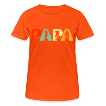 Climber Hiker Dad, Retro Papa Hiking Father's Gift - Women's Breathable T-Shirt - neon orange - Front - AI Model Female 172 dark (172cm)