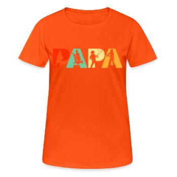 Fishing Dad, Retro Papa Fishing Father's Gift - Women's Breathable T-Shirt - neon orange - Front - AI Model Female 172 dark (172cm)