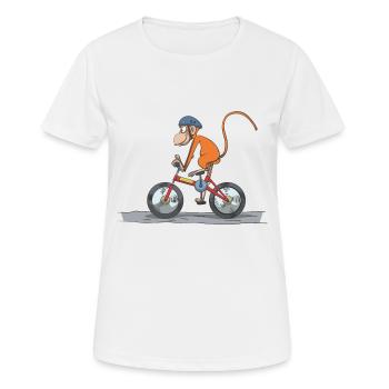 Bicycle cyclist monkey with helmet gift idea - Women's Breathable T-Shirt - white - Front - AI Model Female 172 dark (172cm)