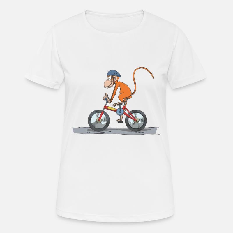 Bicycle cyclist monkey with helmet gift idea - Women's Breathable T-Shirt - white