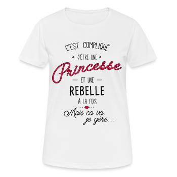 Princesse et rebelle - T-shirt respirant Femme - blanc - Devant - AI Model Female 172 dark (172cm)