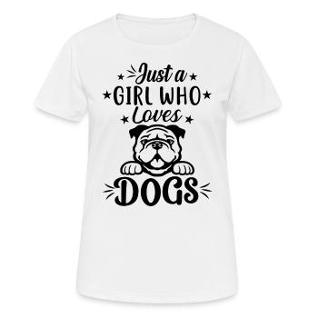 JUST A GIRL WHO LOVES DOGS - Women's Breathable T-Shirt - white - Front - AI Model Female 172 dark (172cm)