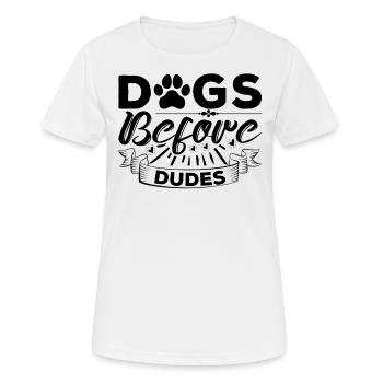 Dogs in front of guys - Women's Breathable T-Shirt - white - Front - AI Model Female 172 dark (172cm)