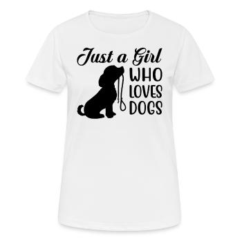 JUST A GIRL WHO LOVES DOGS - Women's Breathable T-Shirt - white - Front - AI Model Female 172 dark (172cm)
