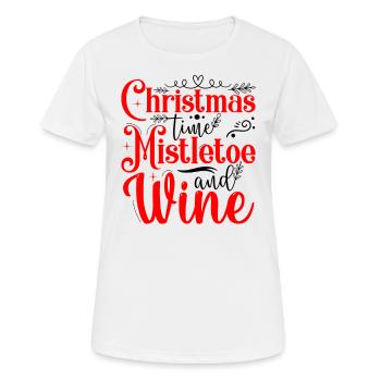 Weihnachtszeit Mistelzweig und Wein Ugly Christmas - Frauen T-Shirt atmungsaktiv - Weiß - Vorne - AI Model Female 172 dark (172cm)
