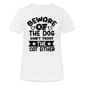 Méfiez-vous du chat chien est également ombragé - T-shirt respirant Femme - blanc - Devant - AI Model Female 172 dark (172cm)