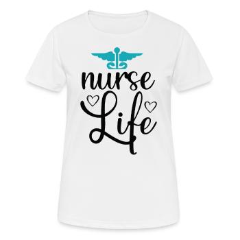 Vie infirmière - T-shirt respirant Femme - blanc - Devant - AI Model Female 172 dark (172cm)