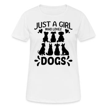 JUST A GIRL WHO LOVES DOGS - Women's Breathable T-Shirt - white - Front - AI Model Female 172 dark (172cm)