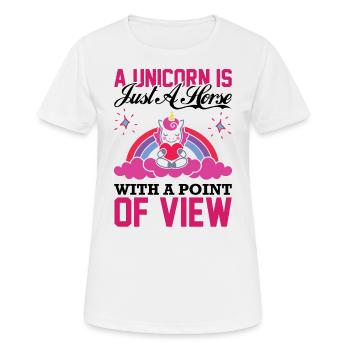 Cheval avec un point de vue Licorne - T-shirt respirant Femme - blanc - Devant - AI Model Female 172 dark (172cm)