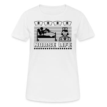 Vie infirmière - T-shirt respirant Femme - blanc - Devant - AI Model Female 172 dark (172cm)