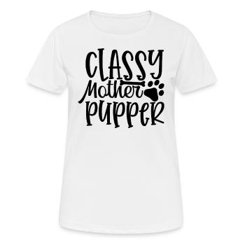 Stilvolle Welpen Mutter - Frauen T-Shirt atmungsaktiv - Weiß - Vorne - AI Model Female 172 dark (172cm)