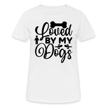 Geliebt von meinen Hunden - Frauen T-Shirt atmungsaktiv - Weiß - Vorne - AI Model Female 172 dark (172cm)
