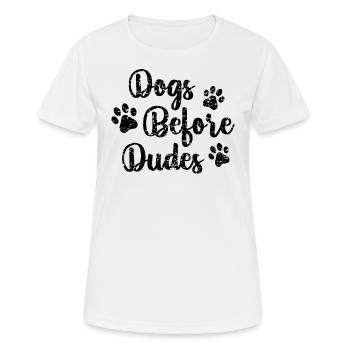 Dogs in front of Dudes - Women's Breathable T-Shirt - white - Front - AI Model Female 172 dark (172cm)