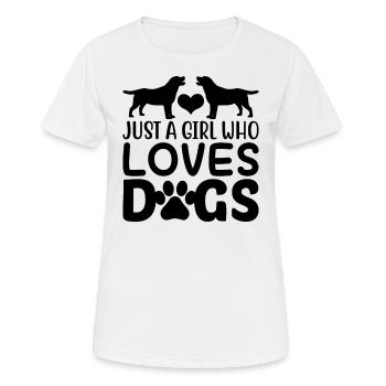 JUST A GIRL WHO LOVES DOGS - Women's Breathable T-Shirt - white - Front - AI Model Female 172 dark (172cm)