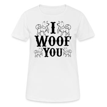 Ich wuff dich - Frauen T-Shirt atmungsaktiv - Weiß - Vorne - AI Model Female 172 dark (172cm)
