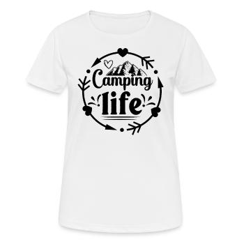 Camping Leben Wandershirt - Frauen T-Shirt atmungsaktiv - Weiß - Vorne - AI Model Female 172 dark (172cm)