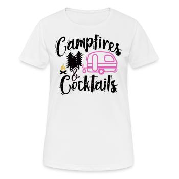 Lagerfeuer und Cocktails Wandershirt - Frauen T-Shirt atmungsaktiv - Weiß - Vorne - AI Model Female 172 dark (172cm)