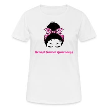 Messy Bun Awareness Breast Cancer - Women's Breathable T-Shirt - white - Front - AI Model Female 172 dark (172cm)