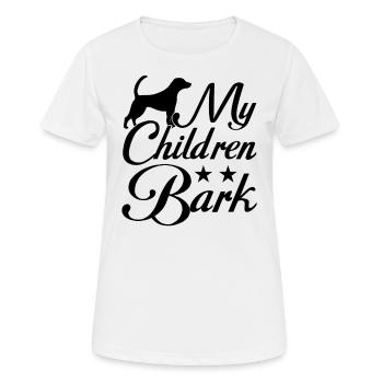 Meine Kinder bellen - Frauen T-Shirt atmungsaktiv - Weiß - Vorne - AI Model Female 172 dark (172cm)