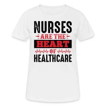 Krankenschwestern sind das Herz Gesundheitswesens - Frauen T-Shirt atmungsaktiv - Weiß - Vorne - AI Model Female 172 dark (172cm)