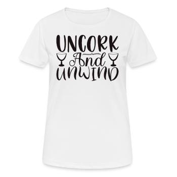 Entkorken und entspannen - Frauen T-Shirt atmungsaktiv - Weiß - Vorne - AI Model Female 172 dark (172cm)