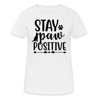Restez positif patte - T-shirt respirant Femme - blanc - Devant - AI Model Female 172 dark (172cm)