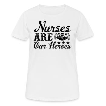 Les infirmières sont nos héroïnes - T-shirt respirant Femme - blanc - Devant - AI Model Female 172 dark (172cm)