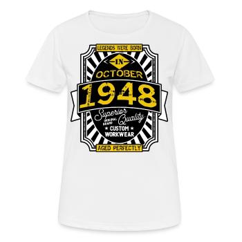 1948 OCTOBER - Women's Breathable T-Shirt - white - Front - AI Model Female 172 dark (172cm)