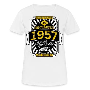1957 DECEMBER - Women's Breathable T-Shirt - white - Front - AI Model Female 172 dark (172cm)