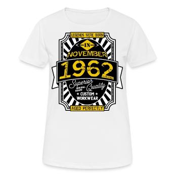 1962 NOVEMBER - Women's Breathable T-Shirt - white - Front - AI Model Female 172 dark (172cm)