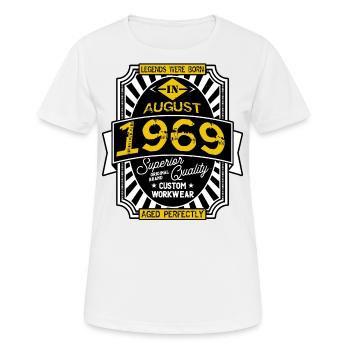 1969 AUGUST - T-shirt respirant Femme - blanc - Devant - AI Model Female 172 dark (172cm)