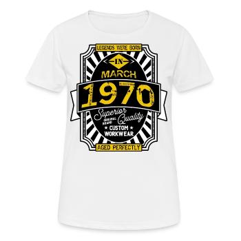 1970 MARCH - Women's Breathable T-Shirt - white - Front - AI Model Female 172 dark (172cm)