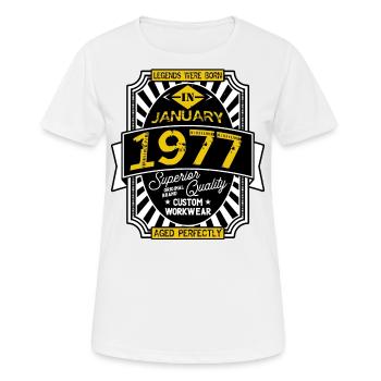 1977 JANUARY - Women's Breathable T-Shirt - white - Front - AI Model Female 172 dark (172cm)