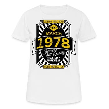 1978 MARCH - Women's Breathable T-Shirt - white - Front - AI Model Female 172 dark (172cm)