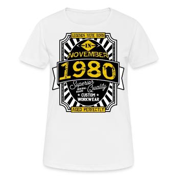 1980 NOVEMBER - Women's Breathable T-Shirt - white - Front - AI Model Female 172 dark (172cm)