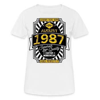 1987 AUGUST - T-shirt respirant Femme - blanc - Devant - AI Model Female 172 dark (172cm)