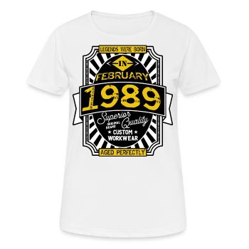 1989 FEBRUARY - T-shirt respirant Femme - blanc - Devant - AI Model Female 172 dark (172cm)