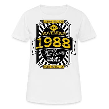 1988 NOVEMBER - Women's Breathable T-Shirt - white - Front - AI Model Female 172 dark (172cm)