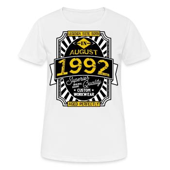 1992 AUGUST - T-shirt respirant Femme - blanc - Devant - AI Model Female 172 dark (172cm)