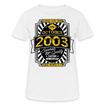 2003 OCTOBER - Women's Breathable T-Shirt - white - Front - AI Model Female 172 dark (172cm)