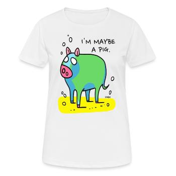 Animal de ferme, peut-être un cochon - T-shirt respirant Femme - blanc - Devant - AI Model Female 172 dark (172cm)