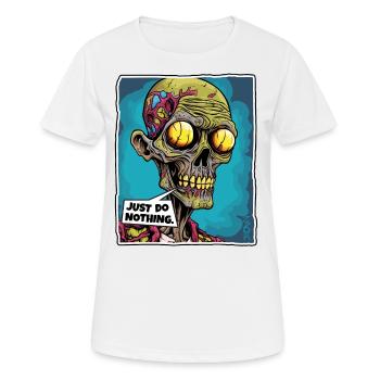 squelette de crâne de zombie : ne rien faire - T-shirt respirant Femme - blanc - Devant - AI Model Female 172 dark (172cm)