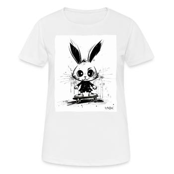 Skater-Hase: Skateboard fahren - Frauen T-Shirt atmungsaktiv - Weiß - Vorne - AI Model Female 172 dark (172cm)