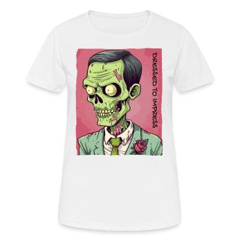Habillé pour impressionner : Zombie Gentleman - T-shirt respirant Femme - blanc - Devant - AI Model Female 172 dark (172cm)
