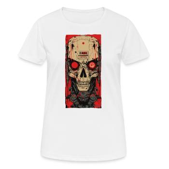 Crâne de cyborg d’horreur - T-shirt respirant Femme - blanc - Devant - AI Model Female 172 dark (172cm)