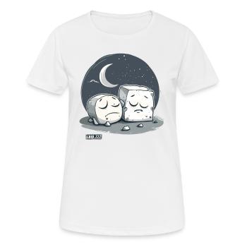 Tofu endormi mignon et la lune - T-shirt respirant Femme - blanc - Devant - AI Model Female 172 dark (172cm)