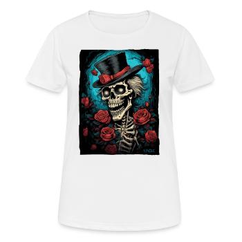 Crâne Squelette Gentleman et Roses - T-shirt respirant Femme - blanc - Devant - AI Model Female 172 dark (172cm)