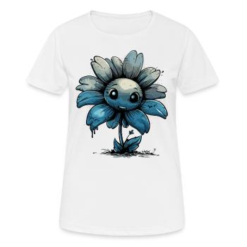 Une fleur de bande dessinée bleu foncé - T-shirt respirant Femme - blanc - Devant - AI Model Female 172 dark (172cm)