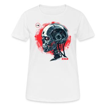 Cyber Cyborg Tech: Roboter Totenkopf Schädel - Frauen T-Shirt atmungsaktiv - Weiß - Vorne - AI Model Female 172 dark (172cm)