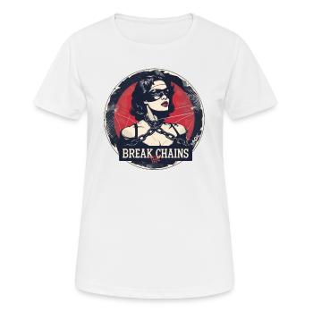 Dame: Breche die Ketten - Frauen T-Shirt atmungsaktiv - Weiß - Vorne - AI Model Female 172 dark (172cm)